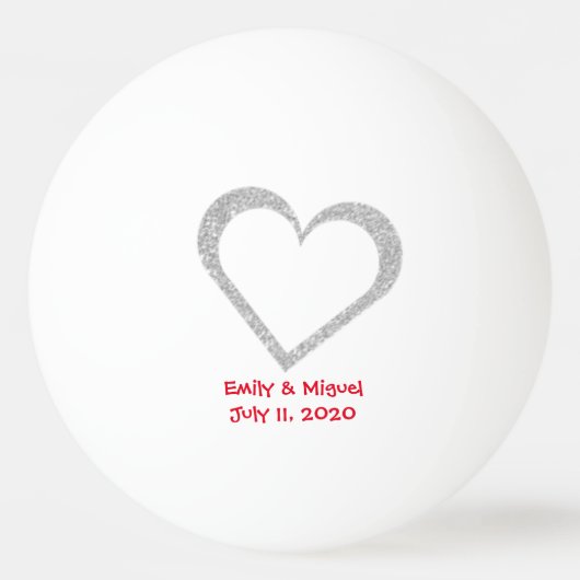 Balle De Ping Pong Chalkboard Coeur Mariage Favoriser Ping Pong Ball (Devant)