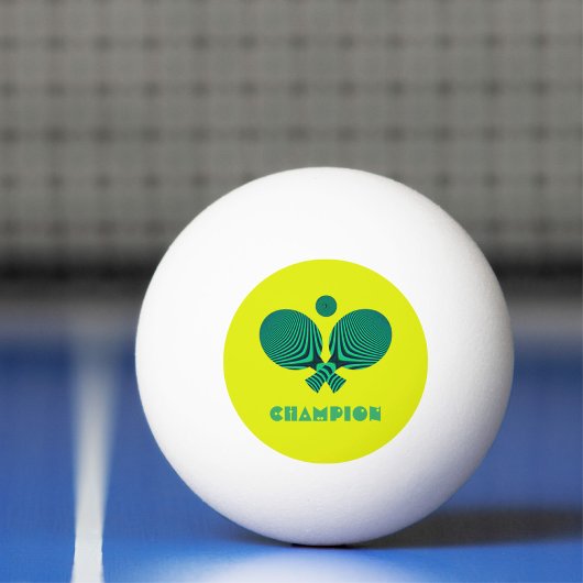 Balle De Ping Pong Championne de tennis de table jaune turquoise styl