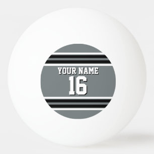 Balle De Ping Pong Charcoal Black Wht Team Jersey Numéro personnalisé