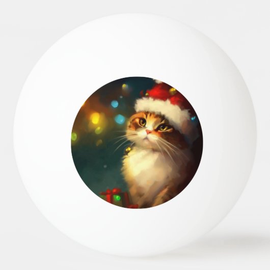 Balle De Ping Pong Chat de Noël (3) (Devant)