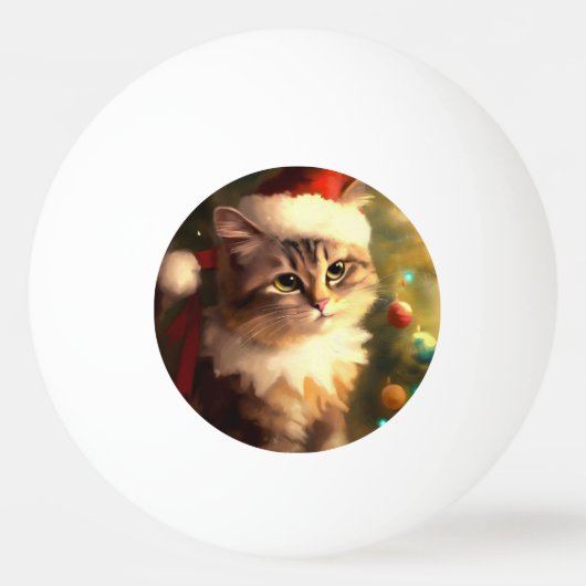 Balle De Ping Pong Chat de Noël (4) (Devant)