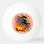 Balle De Ping Pong Chat effrayé par Citrouille Fun Halloween caractèr (Dos)