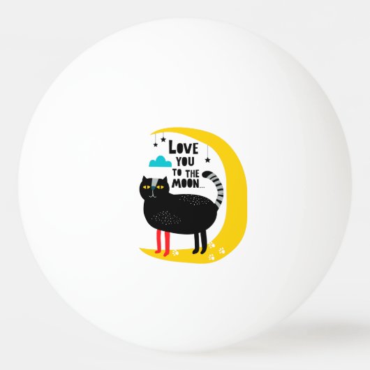 Balle De Ping Pong Chat sur la lune (Devant)
