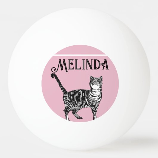 Balle De Ping Pong Chat Tabby Pastel Chats Enfants Filles Rose clair (Devant)