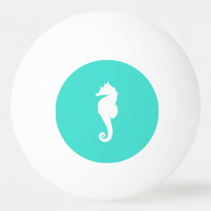 Balle De Ping Pong Cheval de mer Turquoise et Blanc