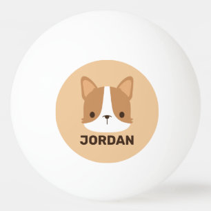Balle De Ping Pong Chien Corgi mignon avec nom personnalisé