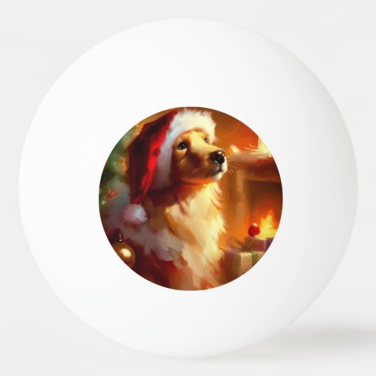 Balle De Ping Pong Chien de Noël (1) (Devant)