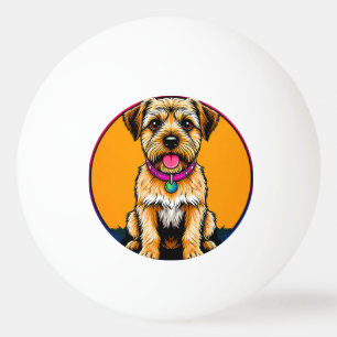 Balle De Ping Pong Chien Heureux Avec un Collier Coloré