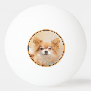 Balle De Ping Pong Chihuahua Peinture de Chien à long Haired Art orig