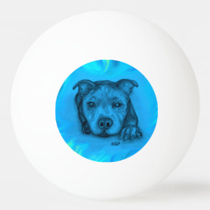 Balle De Ping Pong Chiots Staffy Bleu