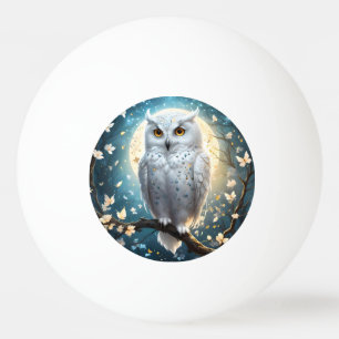 Balle De Ping Pong Chouette À Neige Et Lune Avec Étincelle,