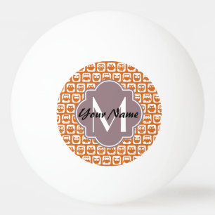 Balle De Ping Pong Chouettes orange monogrammes