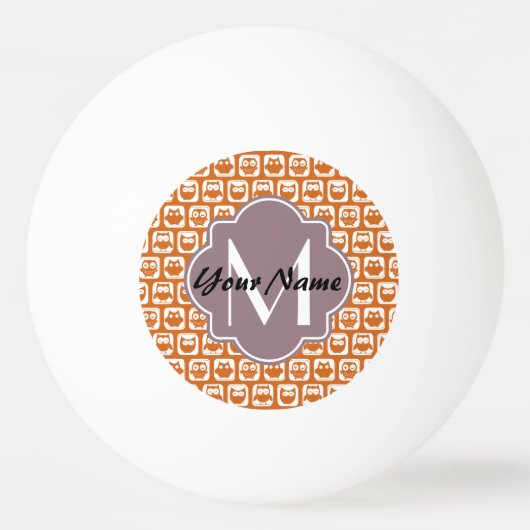 Balle De Ping Pong Chouettes orange monogrammes (Devant)