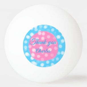 Balle De Ping Pong Ciel rose points blancs bleus merci ajoutez nom 