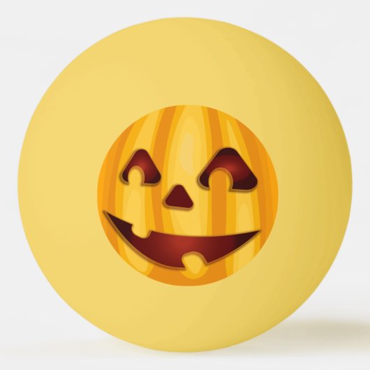 Balle De Ping Pong Citrouille sculpté souriant design Halloween (Devant)