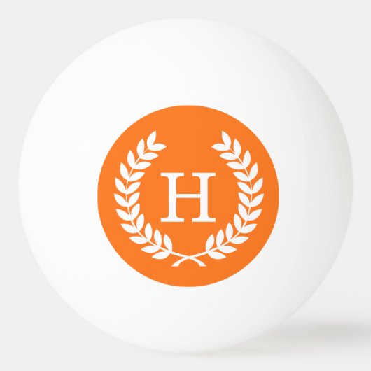 Balle De Ping Pong Citrouille White Blé Laurel Wreath Initial Monogra (Devant)