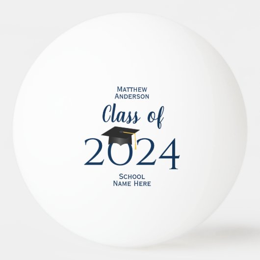 Balle De Ping Pong Classe de 2024 Minimalist Typography Graduation (Devant)
