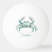 Balle De Ping Pong Coastal Watercolor Crab Personalized (Dos)