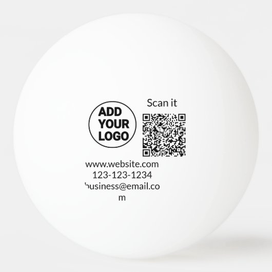 Balle De Ping Pong Code QR minimal simple ajouter logo scanner nom du (Devant)