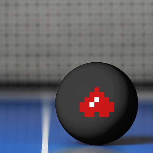 Balle De Ping Pong Coeur à 8 bits Pixel (Filet)