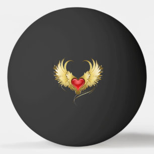 Balle De Ping Pong Coeur rouge avec ailes d'or