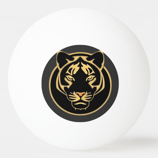 Balle De Ping Pong Conception de logo de tigre doré stylisé (Devant)