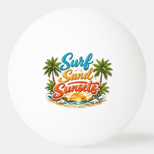 Balle De Ping Pong Conception de plage tropicale Surf Sable Couchers (Devant)