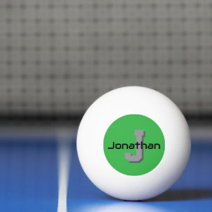 Balle De Ping Pong Conception d'initiale de monogramme vert personnal