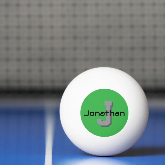 Balle De Ping Pong Conception d'initiale de monogramme vert personnal (Filet)