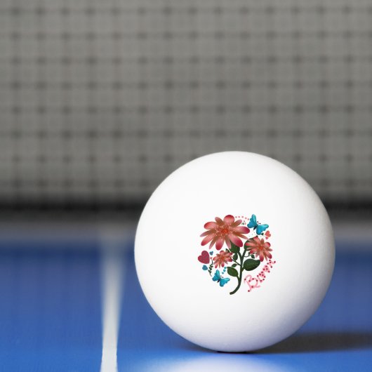 Balle De Ping Pong Conception Fleur Papillon Amour Bloom | Dessin à m (Filet)