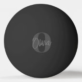 Balle De Ping Pong Cool Monochrome Noir Script Moderne Monogramme Biè (Devant)