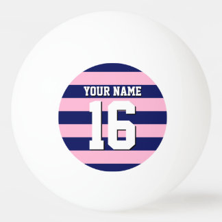 Balle De Ping Pong Cot Candy Pink Navy Blue Team Jersey Preppy Stripe