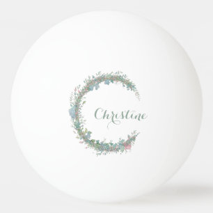 Balle De Ping Pong Couronne de fleurs, nom de la femme, lune de crois