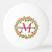 Balle De Ping Pong Couronne de fleurs Nom Monogramme (Devant)