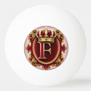 Balle De Ping Pong Couronne monogramme F lettre dorée, cadeau de luxe