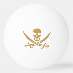 Balle De Ping Pong Crâne et Cutlass d'or aztèque Pirate Calico Jack