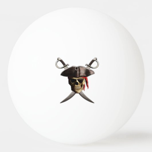Balle De Ping Pong Crâne et épées de pirate (Devant)