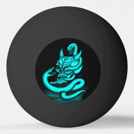 Balle De Ping Pong Crâne - Tête diabolique avec serpent (Dos)