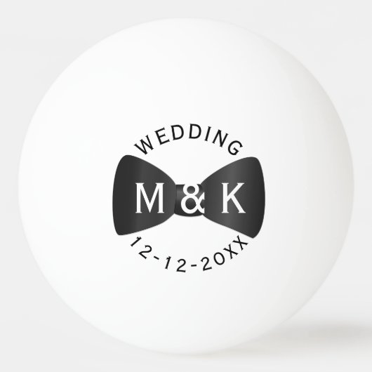 Balle De Ping Pong Cravate mariage Bow Monogramme Ping Pong Ball (Dos)