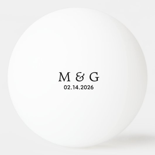 Balle De Ping Pong Custom Monogram and Date Personalized (Devant)