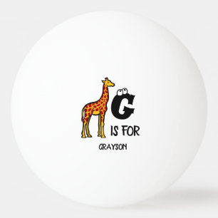 Balle De Ping Pong Custom monogram G is for Giraffe cute giraffes
