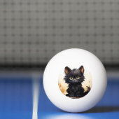 Balle De Ping Pong Cute Chat noir et Fleurs (Filet)