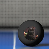Balle De Ping Pong Cute Chat noir et Fleurs (Filet)