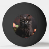 Balle De Ping Pong Cute Chat noir et Fleurs (Devant)