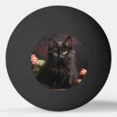 Balle De Ping Pong Cute Chat noir et Fleurs (Dos)