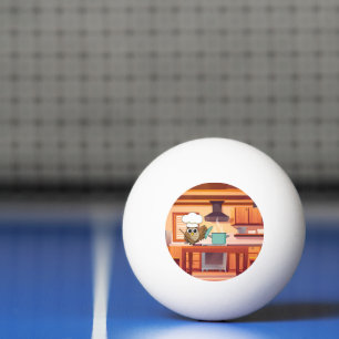 Balle De Ping Pong Cute Chef Owl Cuisine en cuisine