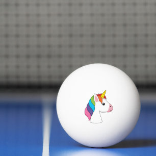 Balle De Ping Pong Cute licorne magique avec cheveux colorés