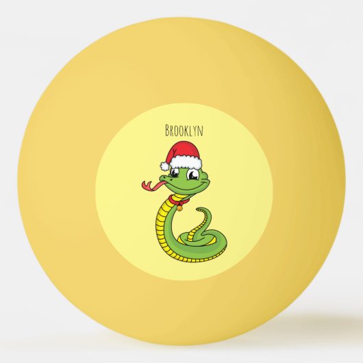 Balle De Ping Pong Cute serpent vert avec chapeau santa dessin animé (Dos)