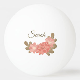 Balle De Ping Pong Dahlia rose avec le nom