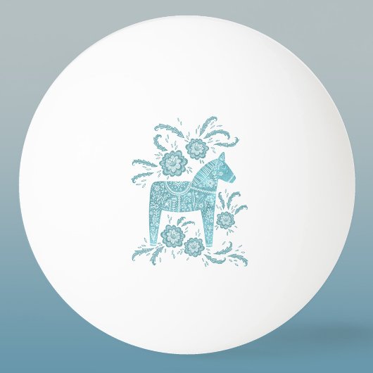 Balle De Ping Pong Dala suédois Cheval Turquoise Green Folk Art